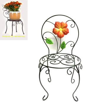 Venta al por mayor Jardín Decoración Metal Linellae Chair Flowerpot Stand